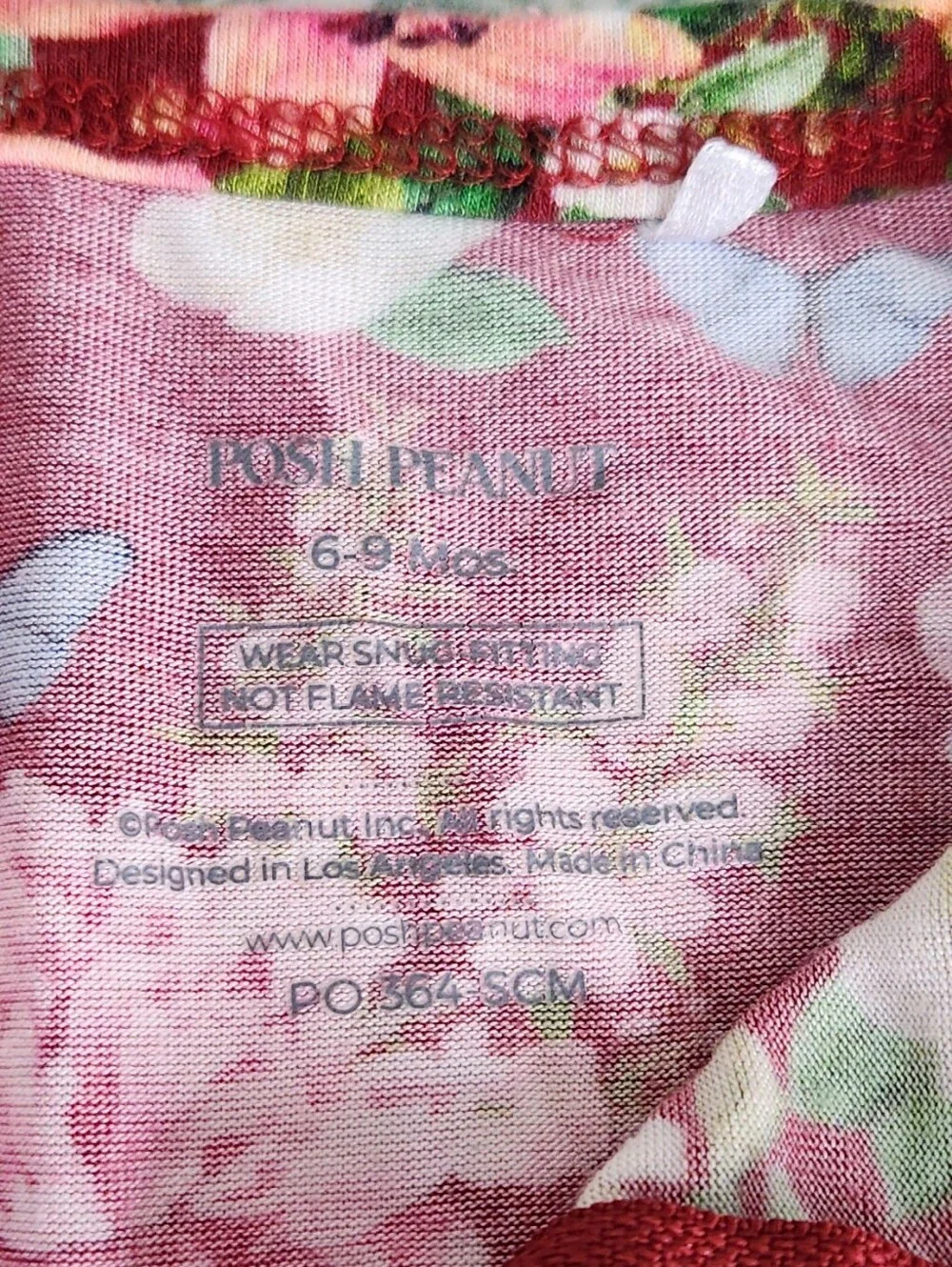 Posh Peanut Burgundy Floral Footed Pajama Set with Matching Headwrap